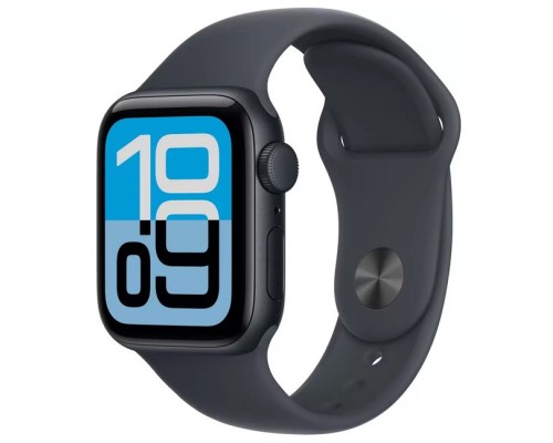 Apple Watch SE 3 44 мм (алюминиевый корпус, полуночный/полуночный, спортивный силиконовый ремешок M/L)