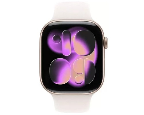 Apple Watch Series 11 46 мм (алюминиевый корпус, розовое золото/легкие румяна, спортивный силиконовый ремешок S/M)