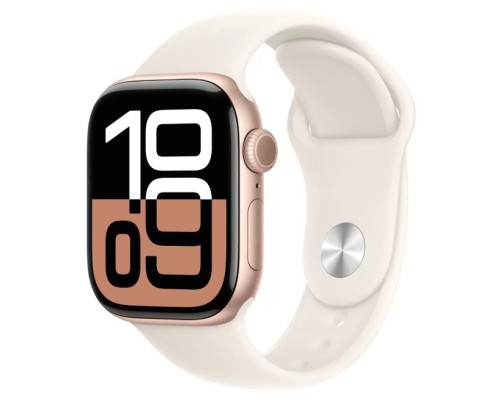 Apple Watch Series 10 42 мм (алюминиевый корпус, розовое золото/звездный свет, спортивный силиконовый ремешок S/M) Apple Watch Series 10 42 мм (алюминиевый корпус, розовое золото/звездный свет, спортивный силиконовый ремешок S/M)