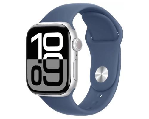 Apple Watch Series 10 46 мм (алюминиевый корпус, серебристый/синий, спортивный силиконовый ремешок S/M) Apple Watch Series 10 46 мм (алюминиевый корпус, серебристый/синий, спортивный силиконовый ремешок S/M)