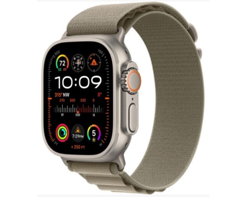 Apple Watch Ultra 2 LTE 49 мм (титановый корпус, титановый/оливковый, текстильный ремешок размера L)