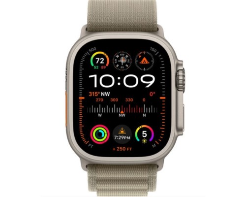 Apple Watch Ultra 2 LTE 49 мм (титановый корпус, титановый/оливковый, текстильный ремешок размера L)
