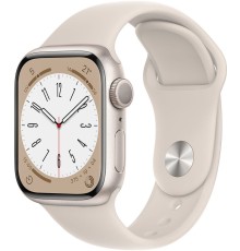 Apple Watch Series 8 41 мм (алюминиевый корпус, звездный свет/звездный свет, спортивный силиконовый ремешок)