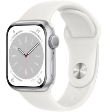 Apple Watch Series 8 41 мм (алюминиевый корпус, серебристый/белый, спортивный силиконовый ремешок)